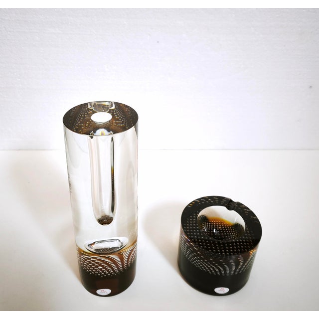 Boho Chic Princ Art Glass Vase and Ashtray Set by Pavel Havelka, Czech, 1990s, Set of 2 For Sale - Image 3 of 18