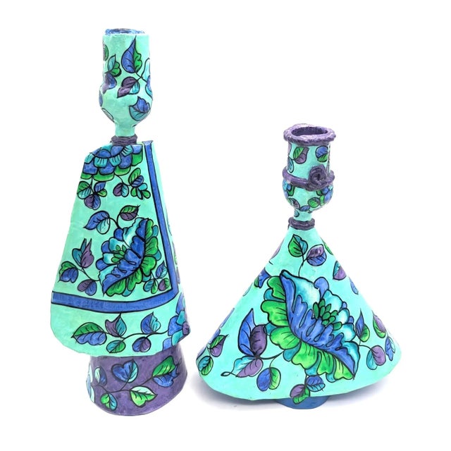 Emilio Pucci Vintage Mexican Hector & Abelardo Ruiz Papier Mâché Candle Holders, a Pair For Sale - Image 4 of 11