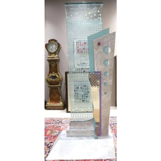 Glass 1970s Large 80 Inches Tall Art Glass and Metal Abstract Sculpture For Sale - Image 7 of 8