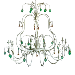 Vintage Regency Monumental Jade Crystal Drop Chandelier