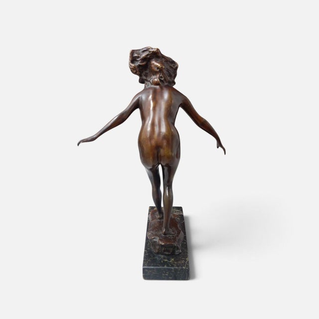 French School, Nude Sculpture, 1910, Bronze and Marble For Sale - Image 6 of 15