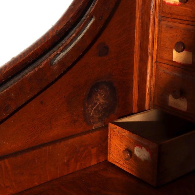 Antique Oak S-Roll Top Desk With Full Interior Unsigned C1900 For Sale - Image 4 of 6