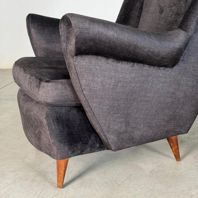 Textile Italian Armchairs attributed to Gio Ponti for Isa Bergamo, 1950s, Set of 2 For Sale - Image 7 of 14
