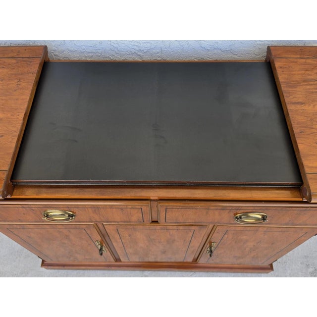 Drexel Campaign Dry Bar Side Board Slide Top Rolling 1970s For Sale - Image 13 of 16