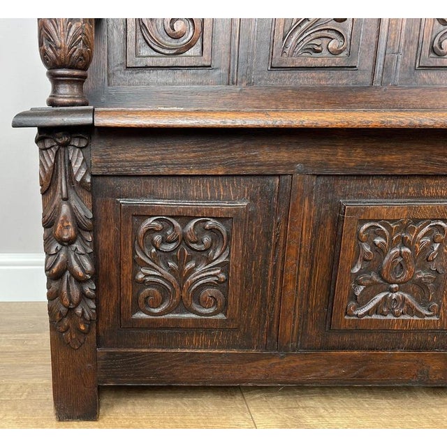 French Style Monks Bench in Oak For Sale - Image 11 of 16