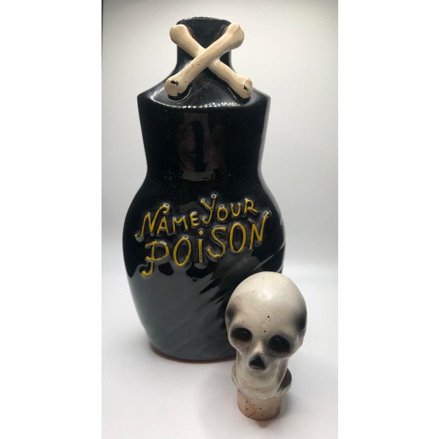 Black Name Your Poison Skull Crossbones Decanter Pirate Halloween For Sale - Image 8 of 12