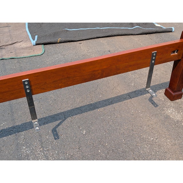 Vintage Statton Furniture Georgian Style Rice Carved Mahogany Queen Size Poster Bedframe For Sale - Image 12 of 12