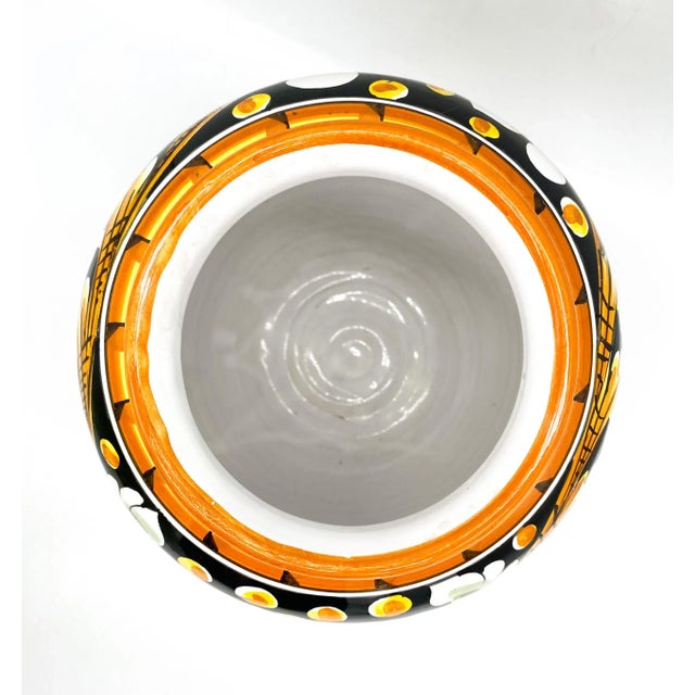 Ceramic 1980's Italian Caltagirone Ceramics Polychrome Hand Painted Terra Cotta Vase For Sale - Image 7 of 8