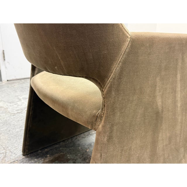 Caleb Zipperer for Cb2 Foley Olive Green Velvet Dining Armchairs, Set of Four For Sale - Image 10 of 12