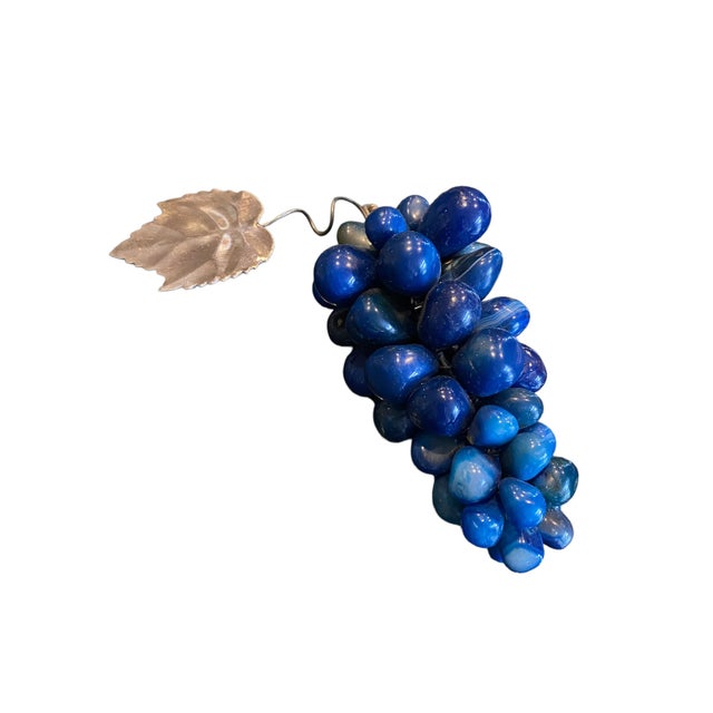 Beautiful Semi-Precious Grape Decor with Silver-Plate Leaf. Has tested positive on a gem tester for natural stone. A...