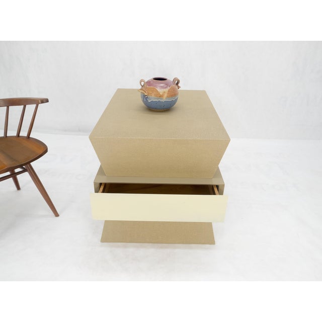 Linen Wrapped Ernest C. Masi "Sheaf of Wheet" Shape One Drawer End Table For Sale - Image 11 of 12