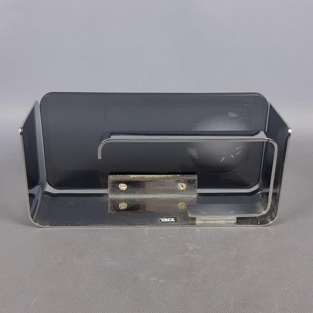 Modernist Bathroom Set in Smoked Glass, Chrome and Metal from Veca, 1970s, Set of 5 For Sale - Image 11 of 18