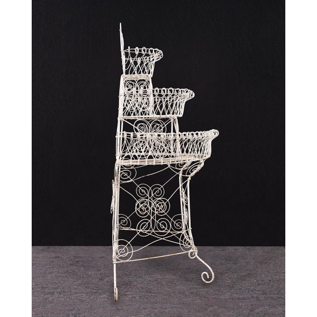 English Victorian Three-Tier Demilune Wire Garden Plant Stand For Sale - Image 4 of 18