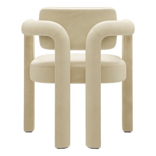 Double Arch Dining Chair in Beige Cotton Velvet from Insidherland For Sale