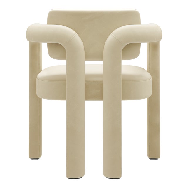Double Arch Dining Chair in Beige Cotton Velvet from Insidherland For Sale