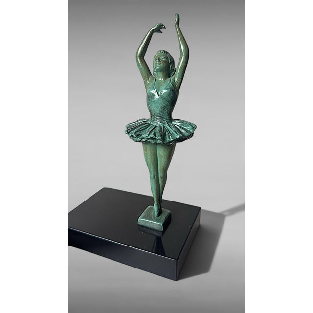 Art Deco French Pair of Dancer Bookends in Spelter and Black Marquina Marble For Sale - Image 14 of 18