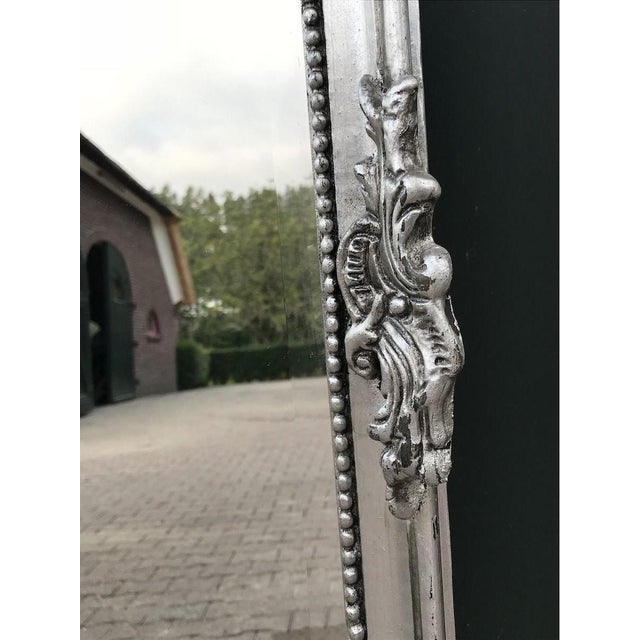 Wood Mid-20th Italian Rococo Silver Beech Mirror Pair Full Length Floor For Sale - Image 7 of 18