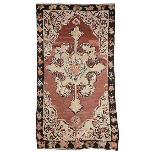 Textile Vintage Turkish Wool Kars Kilim Rug For Sale - Image 7 of 7