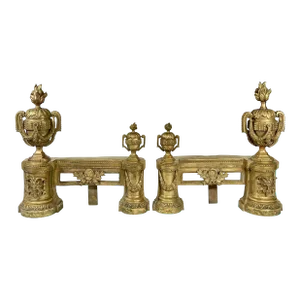 19th Century French Gilt Bronze Fire Andirons - a Pair