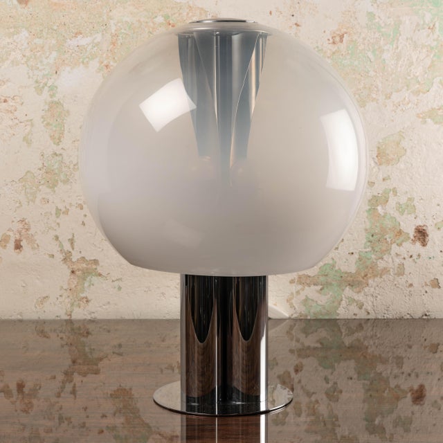 Italian Chrome-Plated Selenova Table Lamp with Glass Tulip, 1960s For Sale - Image 12 of 12