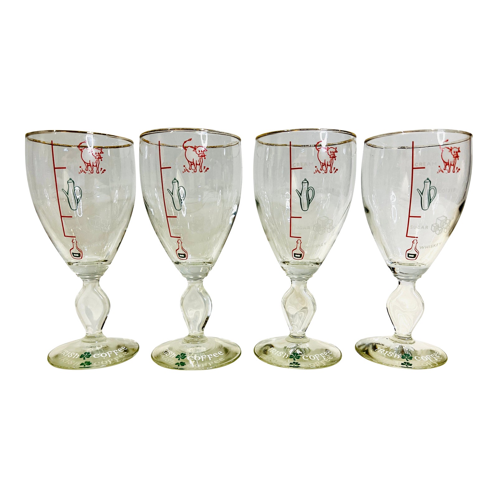 Vintage Schmid Irish Coffee Recipe Glasses Goblets Set of 4 Chairish