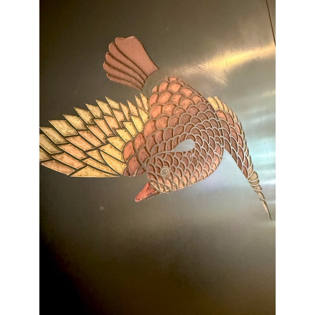 Vintage Chinese Carved Lacquer Folding Screen, 73" H, Lotus & Mandarin Ducks For Sale In Monterey, CA - Image 6 of 9