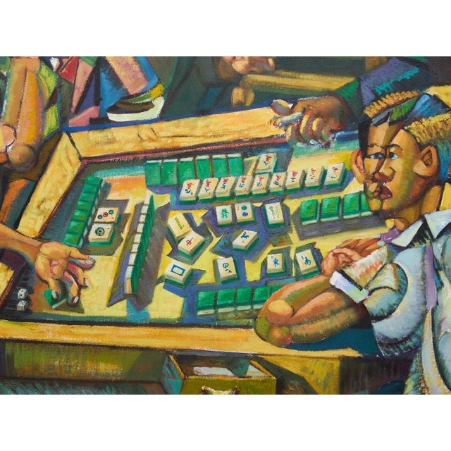 Textile Late 20th Century Cubist Mahjong Original Painting For Sale - Image 7 of 9