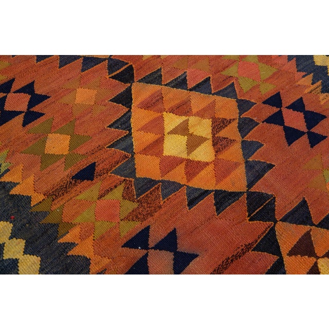 Textile Vintage Kilim Handmade Flatweave Rust Tribal Wool Runner For Sale - Image 7 of 10