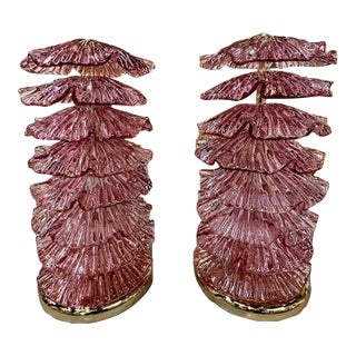 Murano Ruffle Lamps Amethyst For Sale