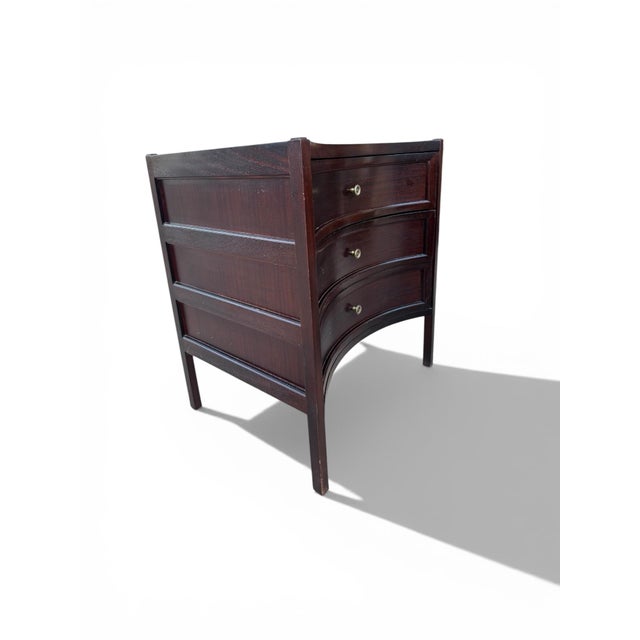 A pair of stunningly handsome three-drawer chests from Dessin Fournir. The Handley chest is handmade of mahogany,...