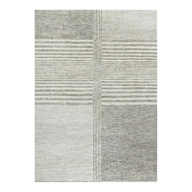 Organic Checker Contemporary Rug 10' X 14' For Sale