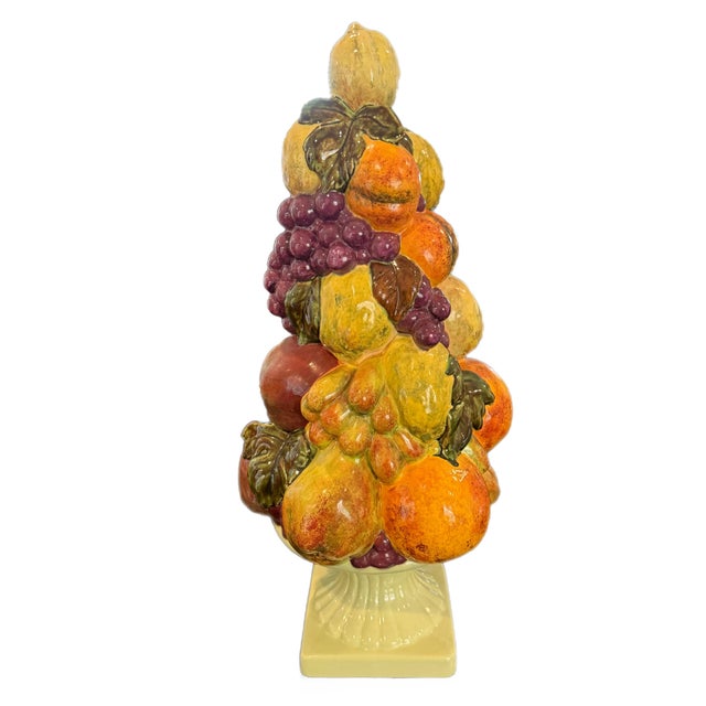 Late 20th Century Vintage Italian Style Ceramic Fruit Topiary Centerpiece Sculpture For Sale - Image 5 of 15