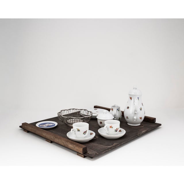 1950s Biedermeier Streublume Tête-À-Tête for Two on Wooden Tray from Fürstenberg, 1950s, Set of 12 For Sale - Image 5 of 15