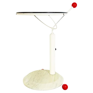 Japanese Modern Marble Wood and Metal Cart with Wheels, 1980s