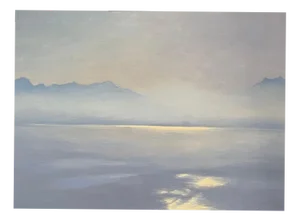 Claude Sauthier, Fog Over the Lake, Oil on Wood, 1970s