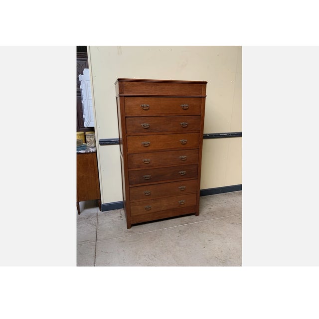 Wood Tall Antique Art Nouveau Chest of Drawers, 1910 For Sale - Image 7 of 7
