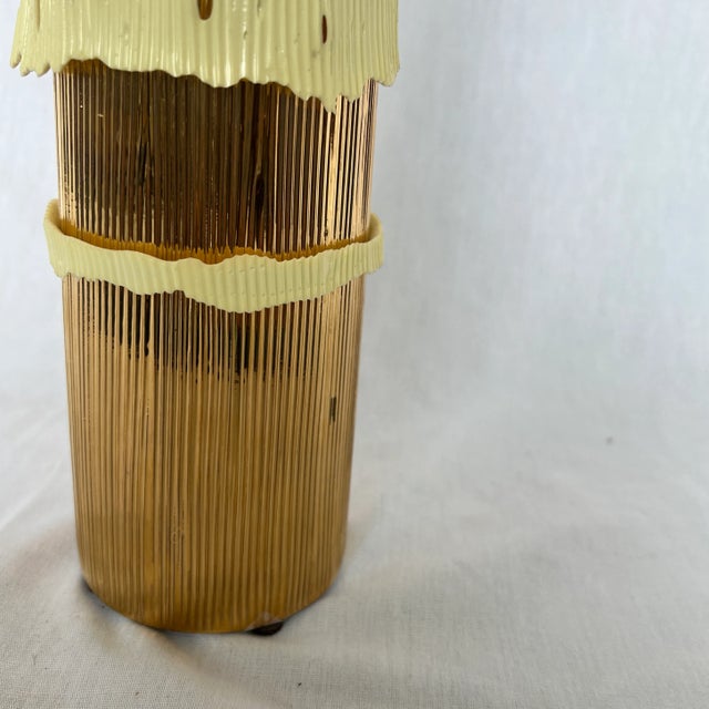1990s Contemporary Gold Ceramic Vase With Silicon Motif For Sale - Image 5 of 12