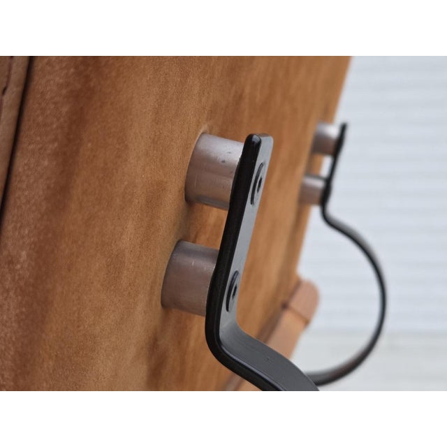 Swedish Swivel Armchair in Nubuck Leather, Canvas and Beech Bentwood, 1980s For Sale - Image 4 of 18