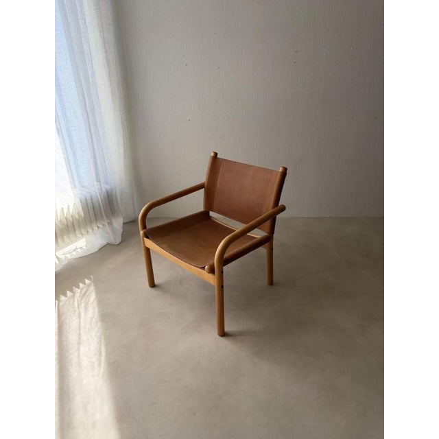Danish Safari Armchair in Beech Wood and Leather, 1970s For Sale - Image 12 of 12