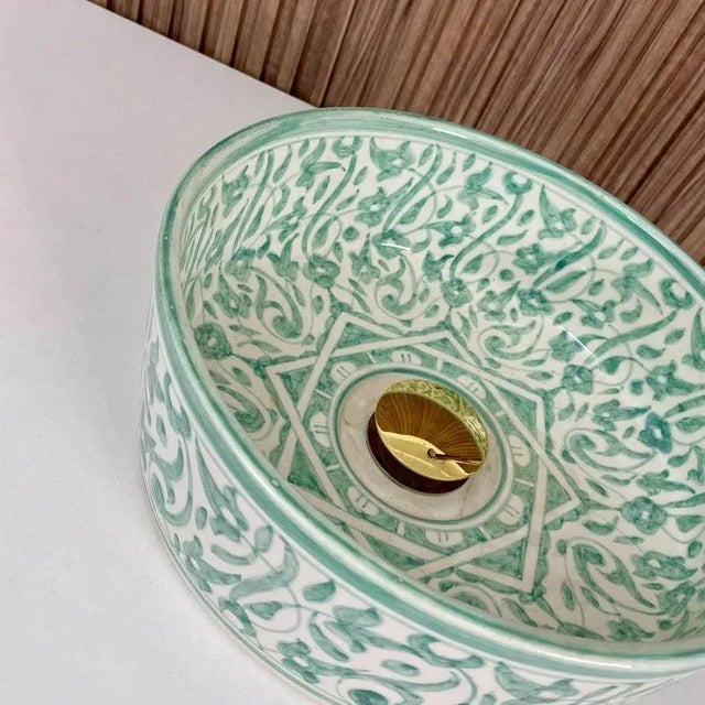 Modern Ceramic Bathroom Countertop Round Sink, Handmade For Sale - Image 6 of 7