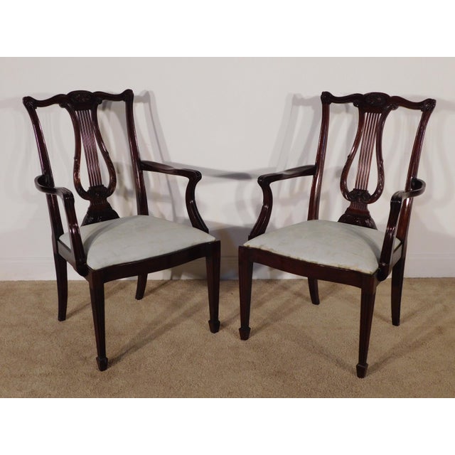 Pair Circa. 2003 Henkel Harris Mahogany Model #118a Arm Dining Chairs For Sale - Image 13 of 14