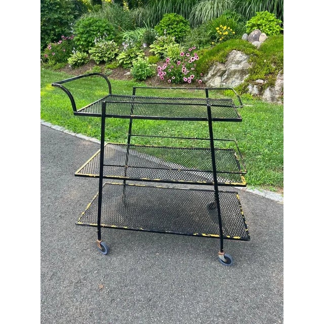 Mid Century Industrial Bar Cart Attributed to Salterini for Woodard For Sale In New York - Image 6 of 15