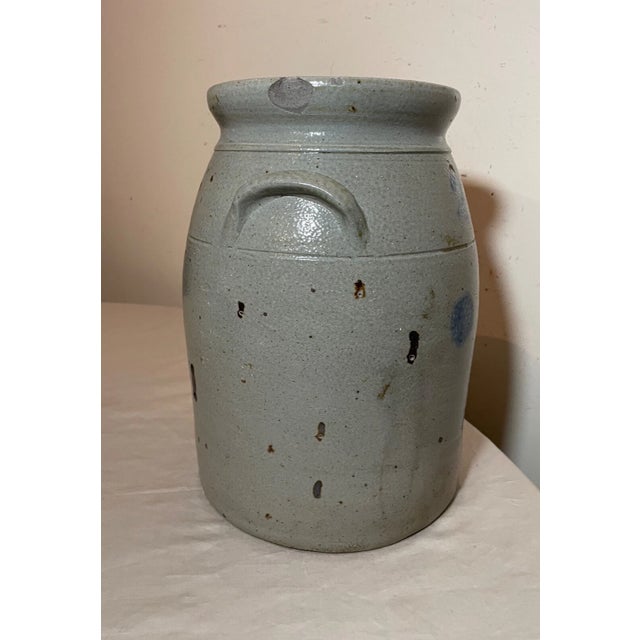 Antique 19th Century Handmade Stoneware Crock Pottery Jug With Handle 2 Gallon For Sale - Image 10 of 11