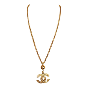 Chanel Vintage Gold Plated Filigree Ball CC Pendant Chain Long Necklace