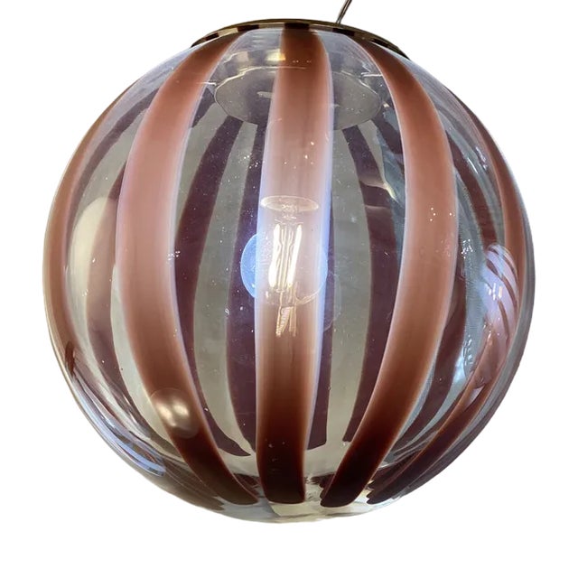 Transparent Brown Sphere Pendant in Murano Glass from Simoeng For Sale