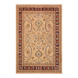 Shabby Chic Beige/Wine Red Wool Rug - 9'1'' X 11'5'' For Sale