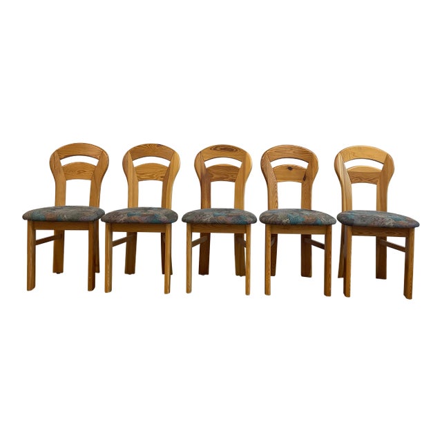 Set of 5 Pine Dining Chairs, Manner of Ranier Daumiller For Sale