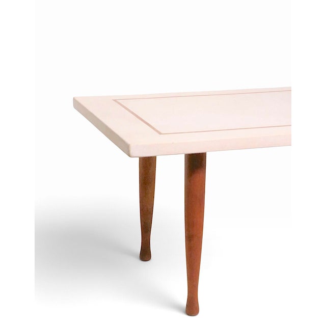 Mid-Century Modern Mid Century Stone and Wood Coffee Table For Sale - Image 3 of 16