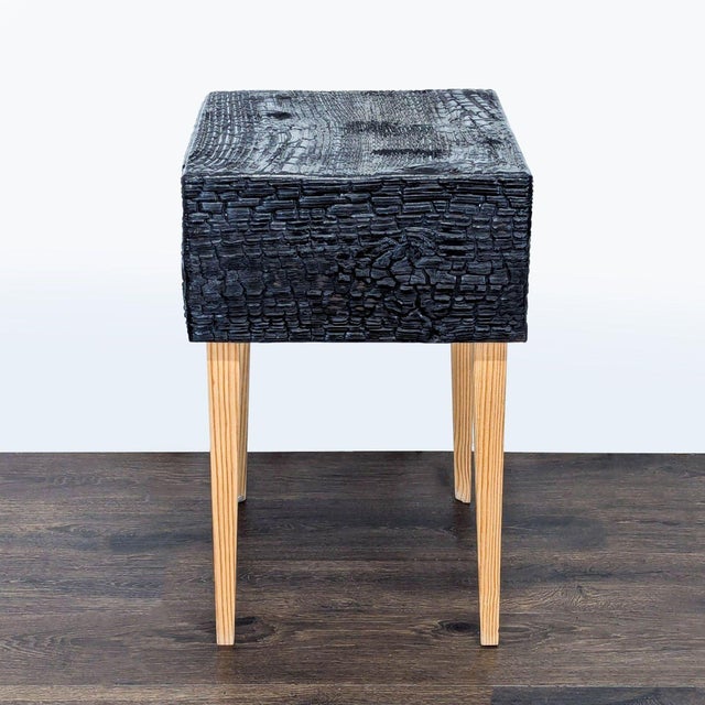 Charred Geometric "Commode" Nightstand For Sale - Image 4 of 7