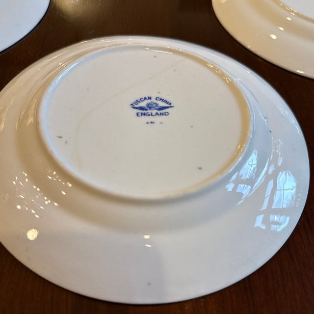 Late 19th Century Vintage Tuscan England Blue and White Transferware Plates- Set of 4 For Sale - Image 5 of 5